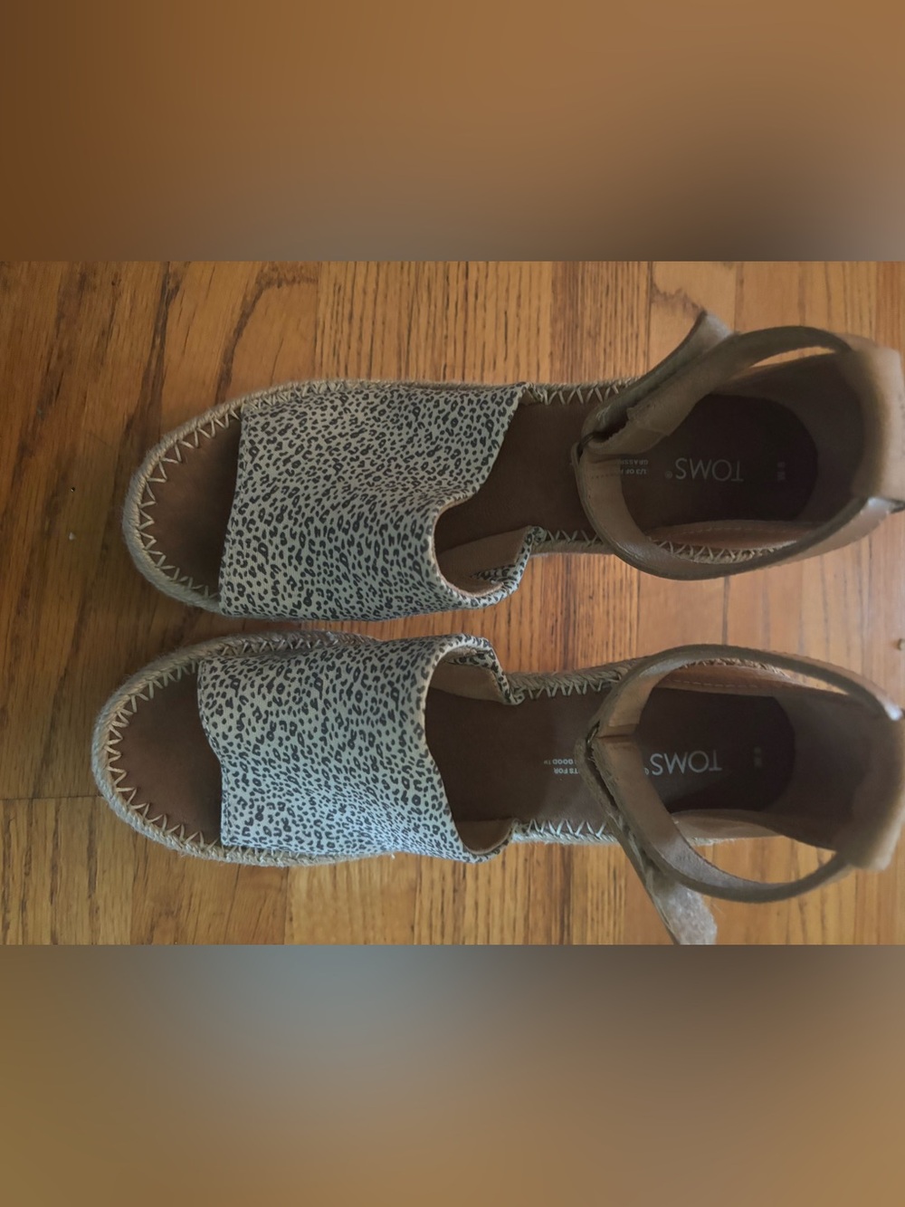 TOMS Leopard-Print Ankle-Strap Sandals in Taupe and Black